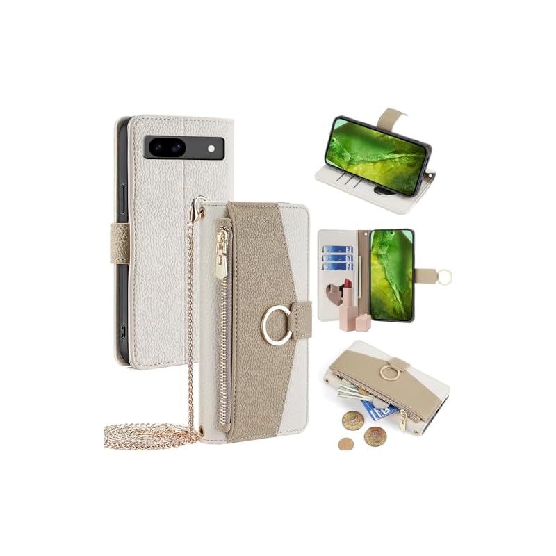 Google pixel 8a ケース ピクセル8a ケース googleピクセル 8a ケース グーグルピクセル8a ケース ショルダー ストラップ付き スタンド機能 pixel 8a カバー カード収納 ミラー付き 耐衝撃 pixel8a ケース 