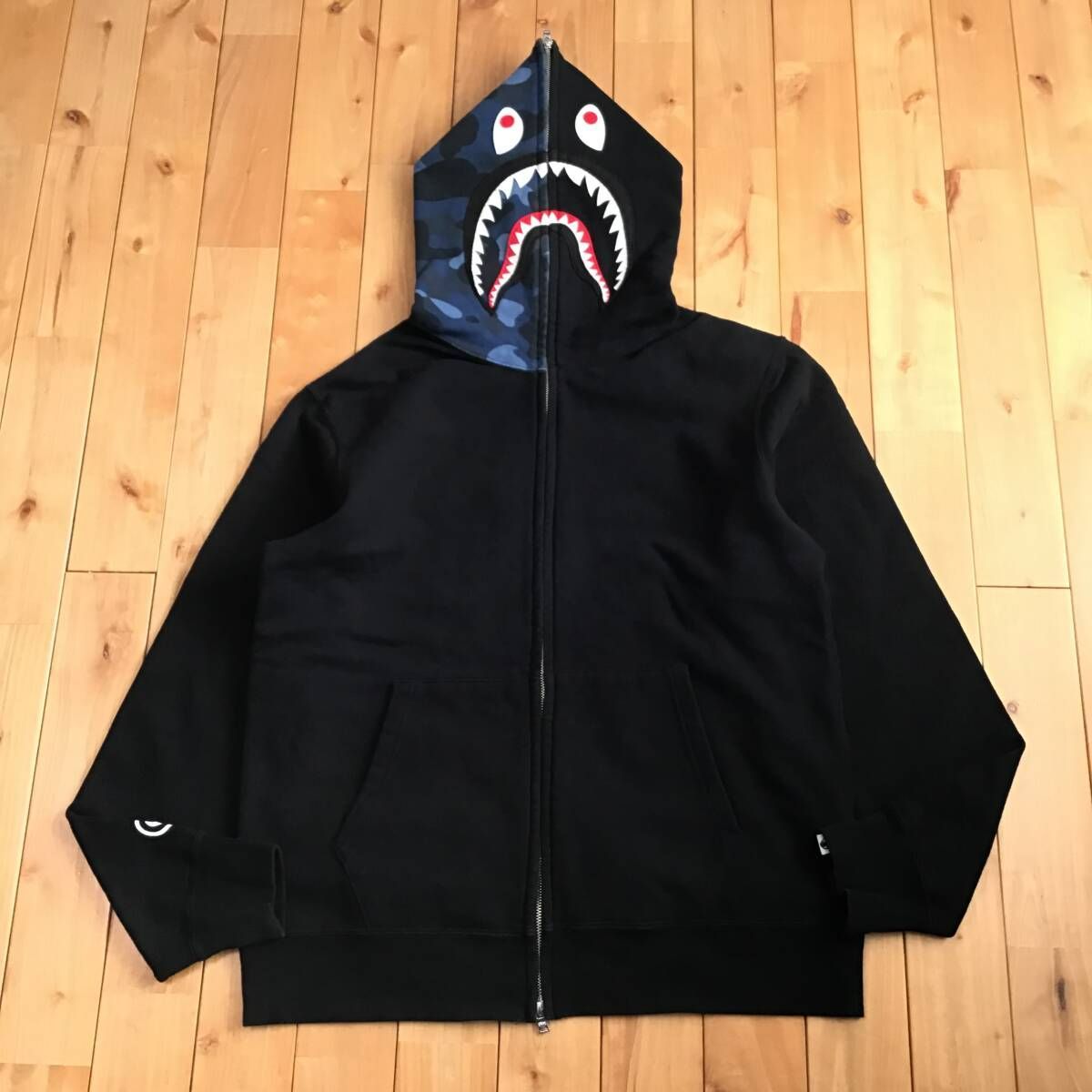 2XL Blue camo × Black シャーク パーカー shark full zip hoodie a bathing ape BAPE エイプ ベイプ アベイシングエイプ XXL
