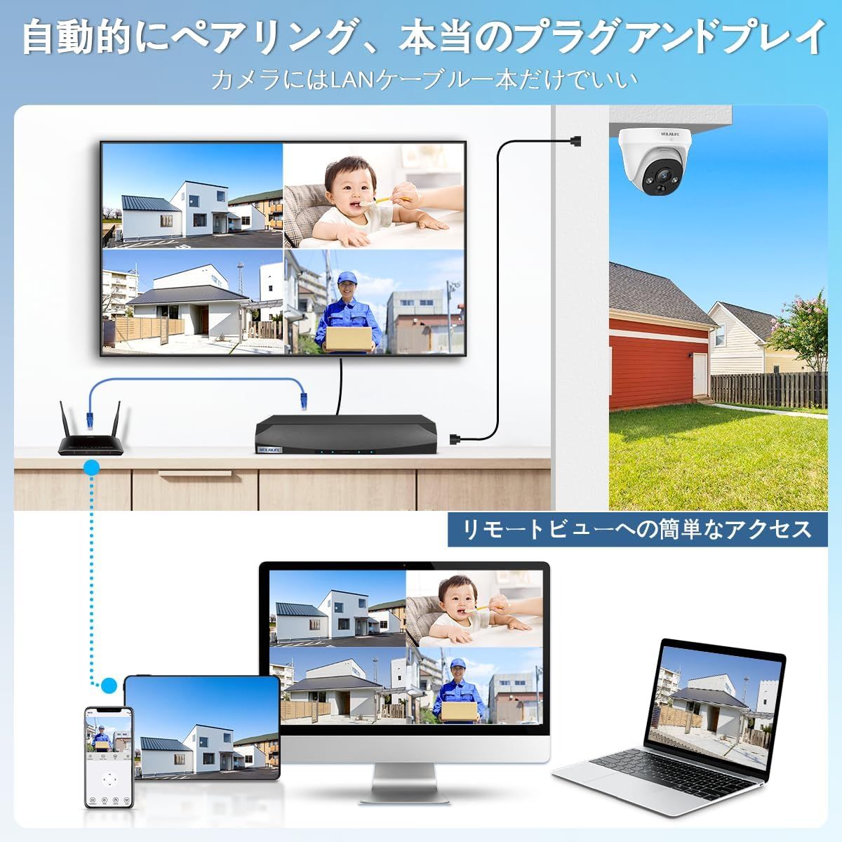 4K800万画素 双方向通話 WEILAILIFEドーム型 有線 poe 防犯カメラセットランキング 屋外 poe給電 監視カメラ 録画機セット増設 BRIGHTFACE_UK