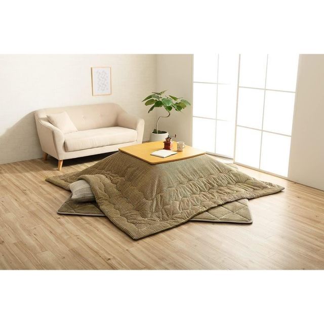 イケヒコ こたつ布団 正方形 205×205cm コーデュロイ調 ベージュ グランド 抗菌 防臭 おしゃれ #6840009