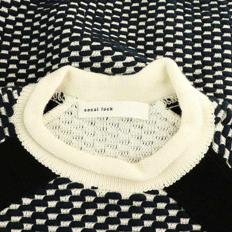 サカイラック sacai luck ジャガードポップコーンニット セーター ウール混 2 紺 白 /MI ■OS レディース サカイラック sacai luck ジャガードポップコーンニット