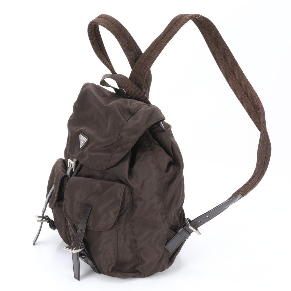 美品プラダ リュック バックパック ナイロン レザー 三角ロゴ 白タグ