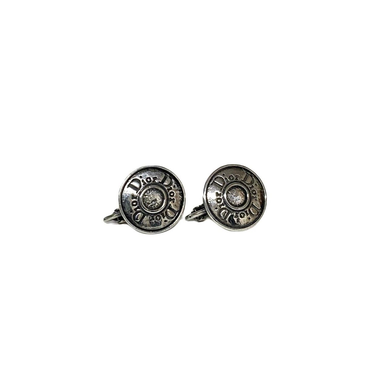 極 美品 保存袋付き Christian Dior ディオール ロゴ 刻印 イヤリング 