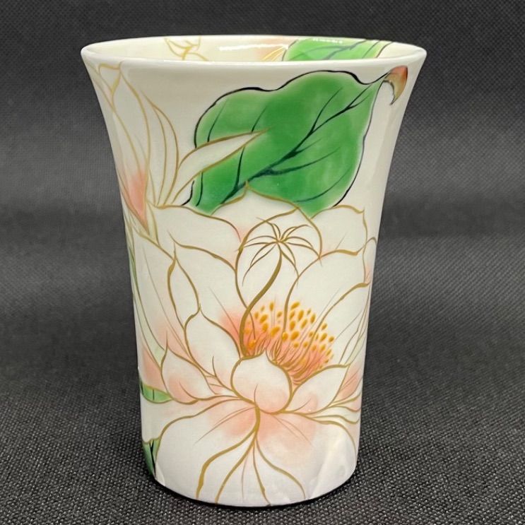 陶あん京焼清水焼 伝統工芸色絵付け 新作 花虫図玉湯呑み タンポポと蟻絵付