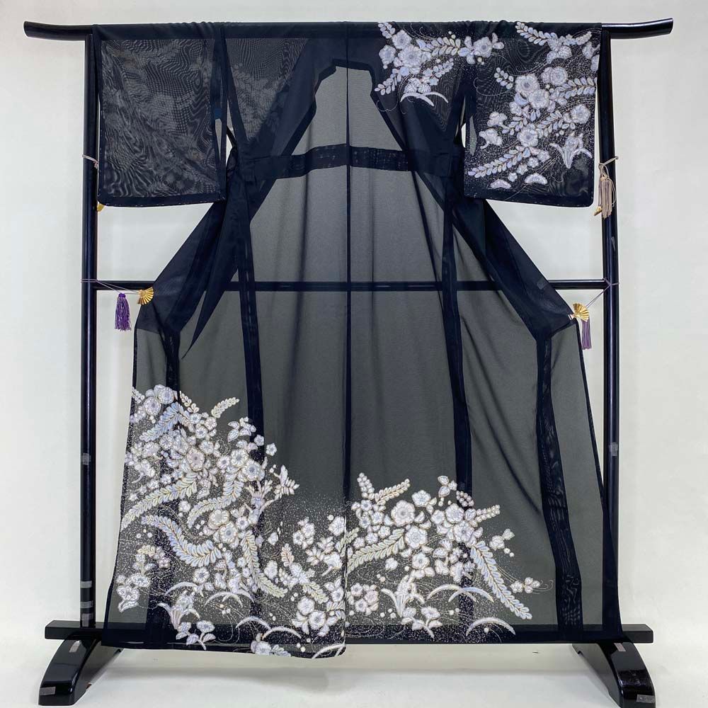 訪問着 付け下げ 絽 夏用 夏 辻が花 洗える着物 礼装 ポリエステル 裄  