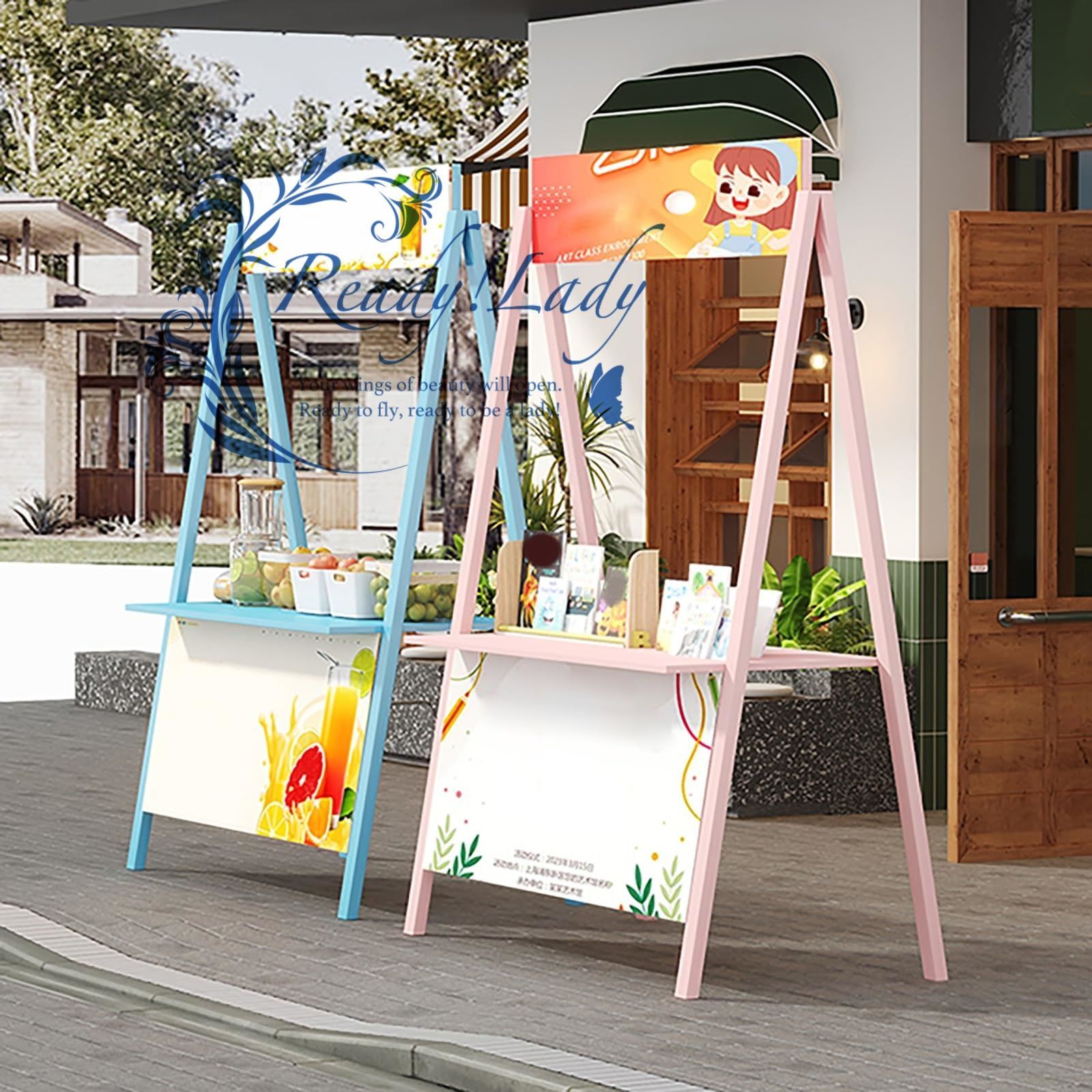 仮設店舗セット 折りたたみ屋台カート 簡単組み立て フード出店 ファーマーズマーケット White 180cm 71in