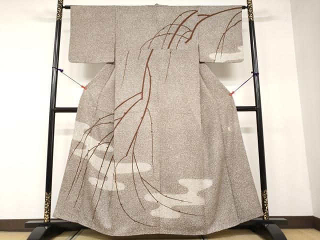 平和屋着物●二代目 川村久太郎　小紋　紬地　南天間道　正反端付き　絹　逸品　未使用　AAAZ4924ph 平和屋着物○二代目 川村久太郎 小紋 紬地 南天間道 正反