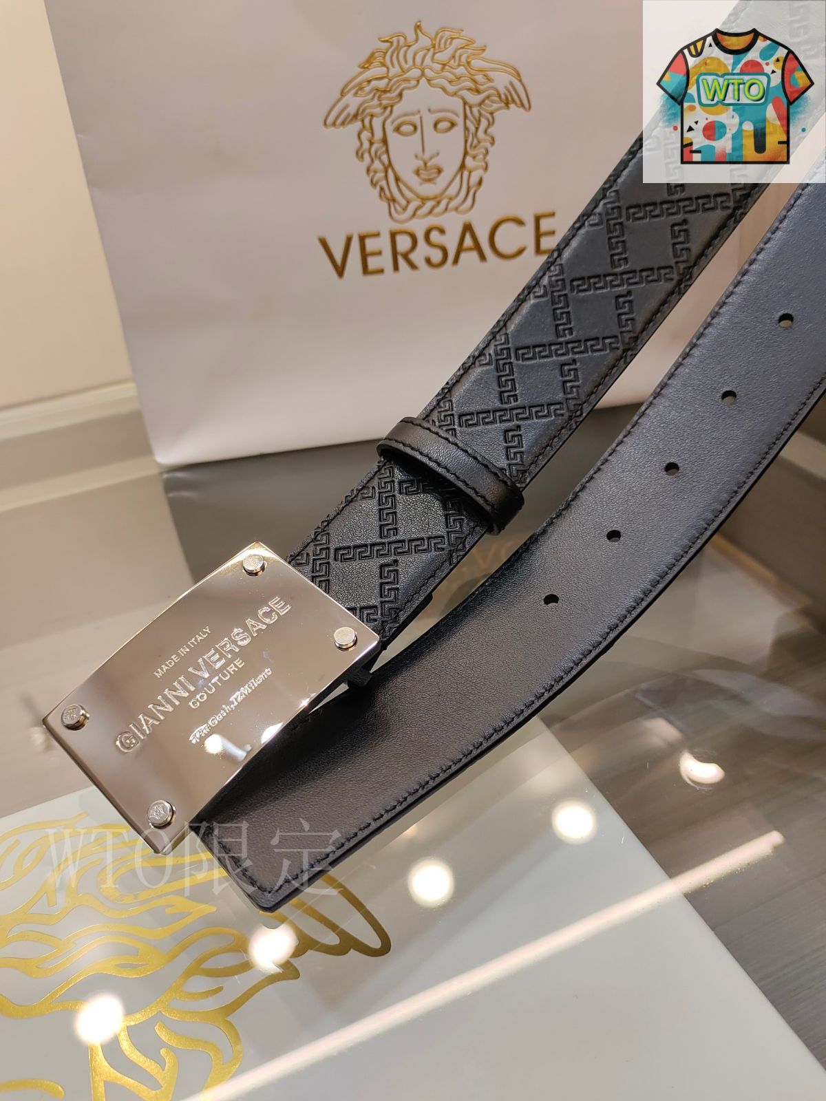 今日WTO】VERSACE ヴェルサーチ レザーベルト-ZX84 - メルカリ
