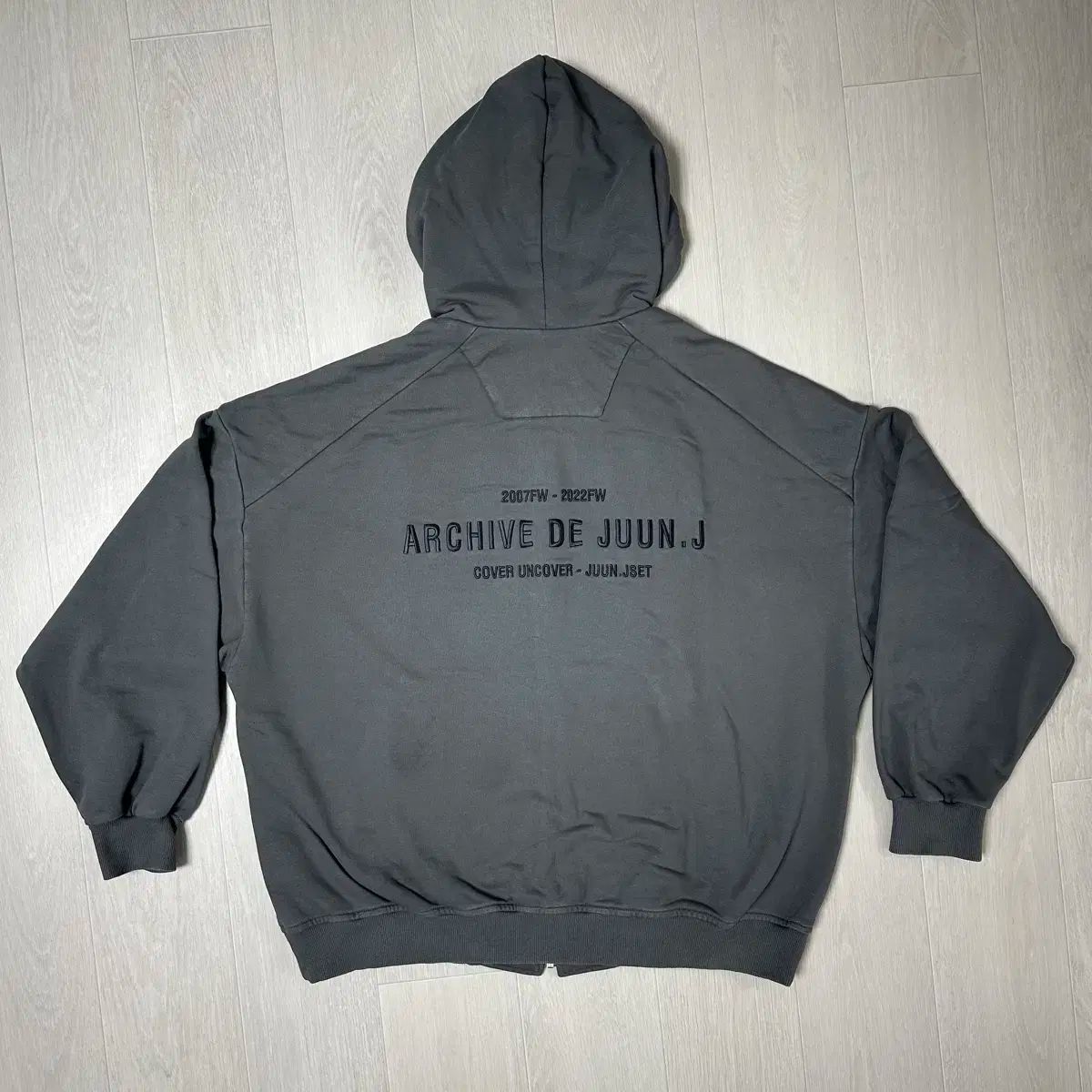 M 48 22fw Juun.J ジュンジェイ アーカイブ フード ジップアップ グレー セットアップ