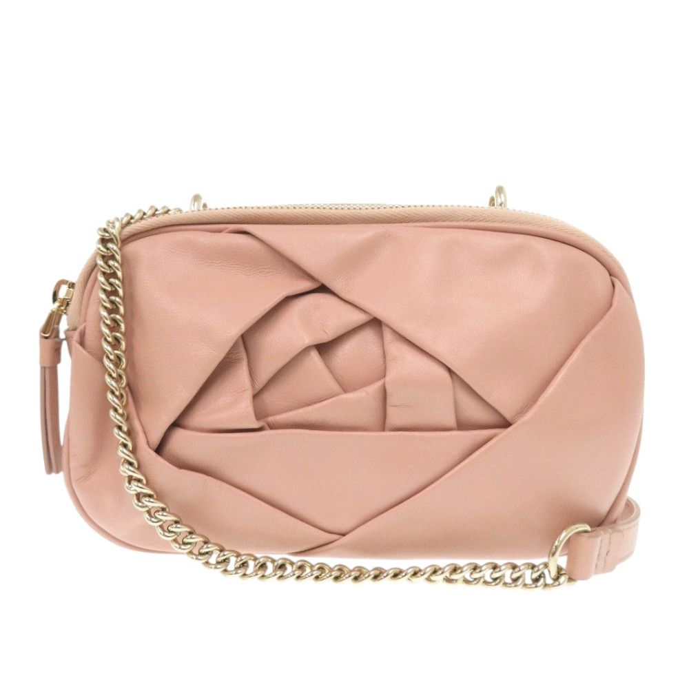 美品 ロジェヴィヴィエ レザー ピンク チェーンショルダーバッグ  0296【中古】Roger Vivier ROGER VIVIER - 美品 ロジェヴィヴィエ レザー ピンク チェーン