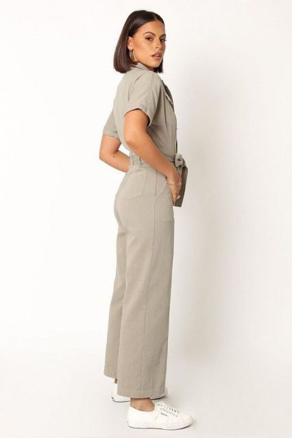 【送料無料】 Petal and Pup レディース カジュアルパンツ ボトムス Women's Demi Contrast Stitch Jumpsuit Olive