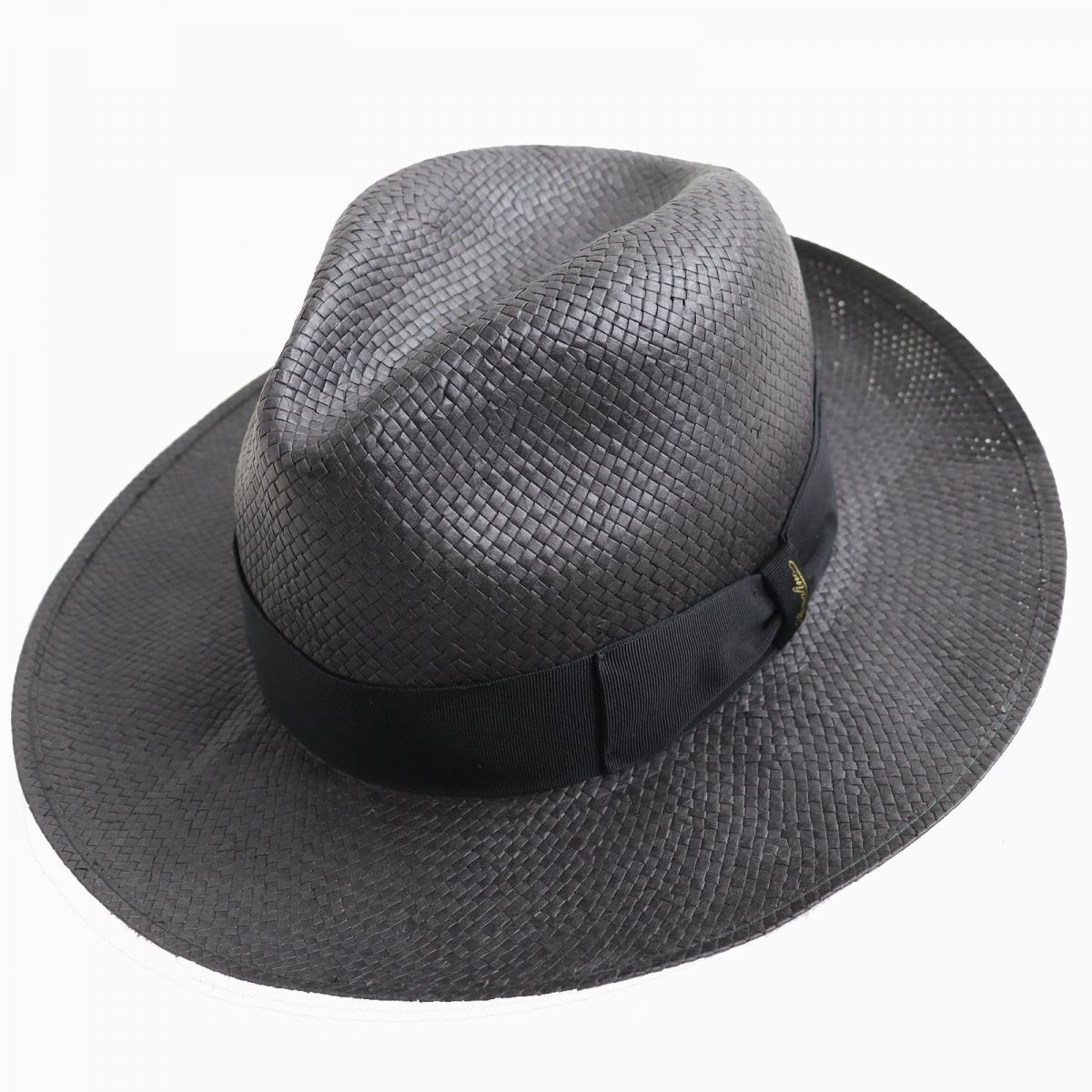 美品△正規品 Borsalino ボルサリーノ リボン・ロゴ付き ワイドプリム