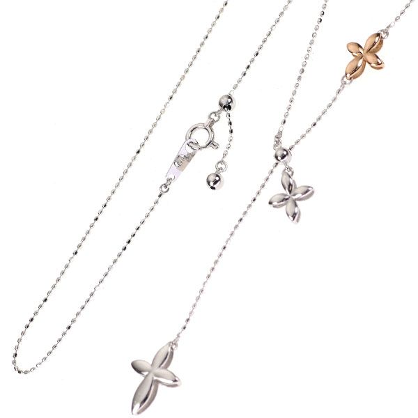 K14WG K18PG K18WG ダイヤモンド ペンダントネックレス 0.05ct クロス