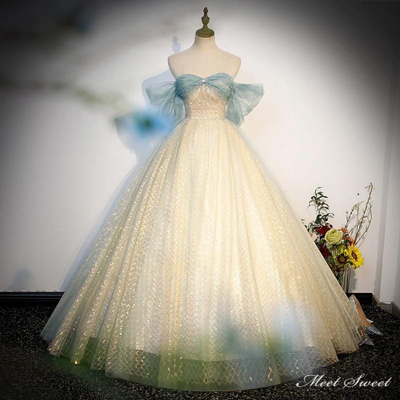 ドレス シャンパン オフショルダー ロングドレス 結婚式 二次会 発表会 演奏会 ウェディングドレス ウエディングドレス 花嫁 前撮り 成人式 Aラインドレス