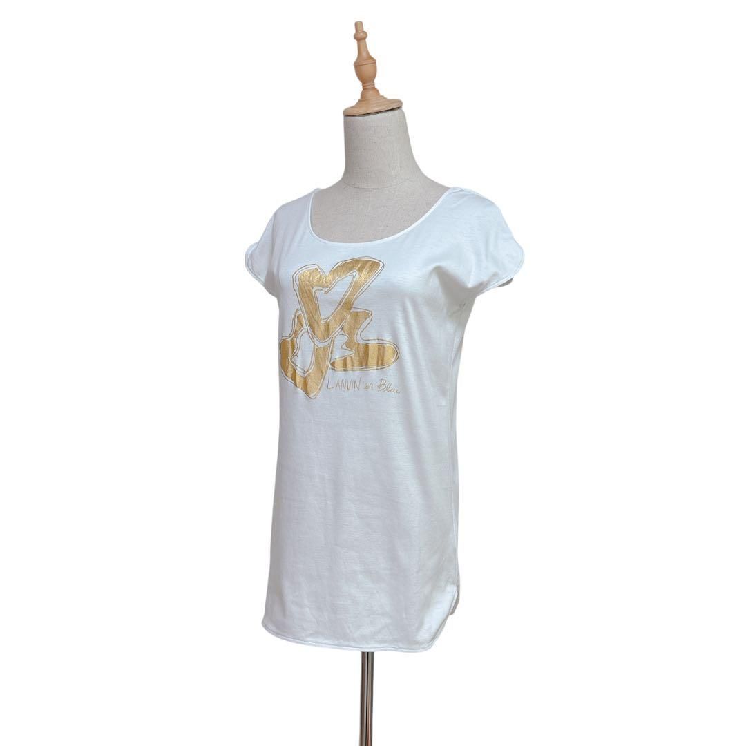 LANVIN en Bleu【38】ロゴTシャツ 日本製 美品 希少 夏服 半袖