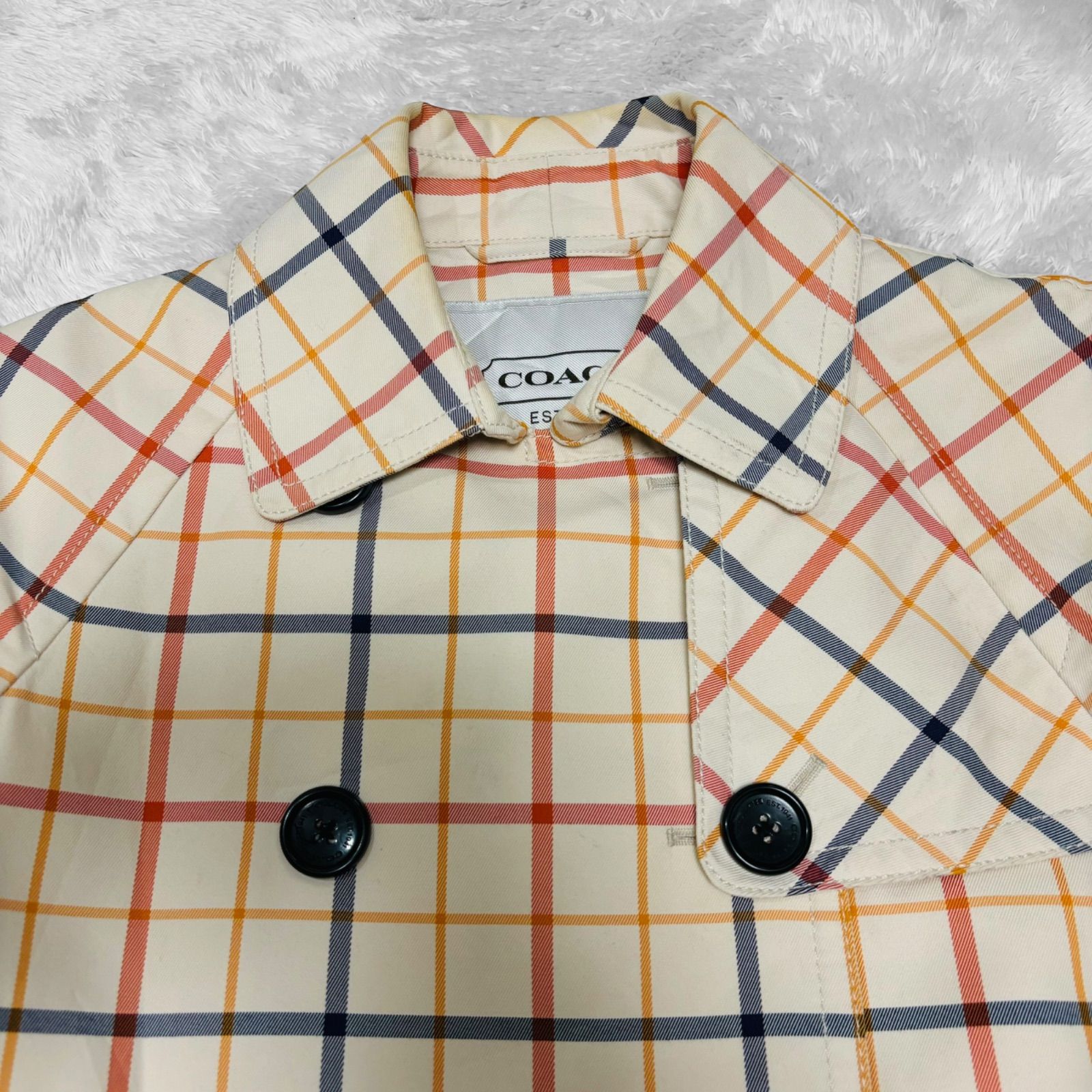 COACH コーチ チェック柄 トレンチコート ダブルボタン ハーフ COACH コーチ チェック柄 トレンチコート ダブルボタン ハーフ