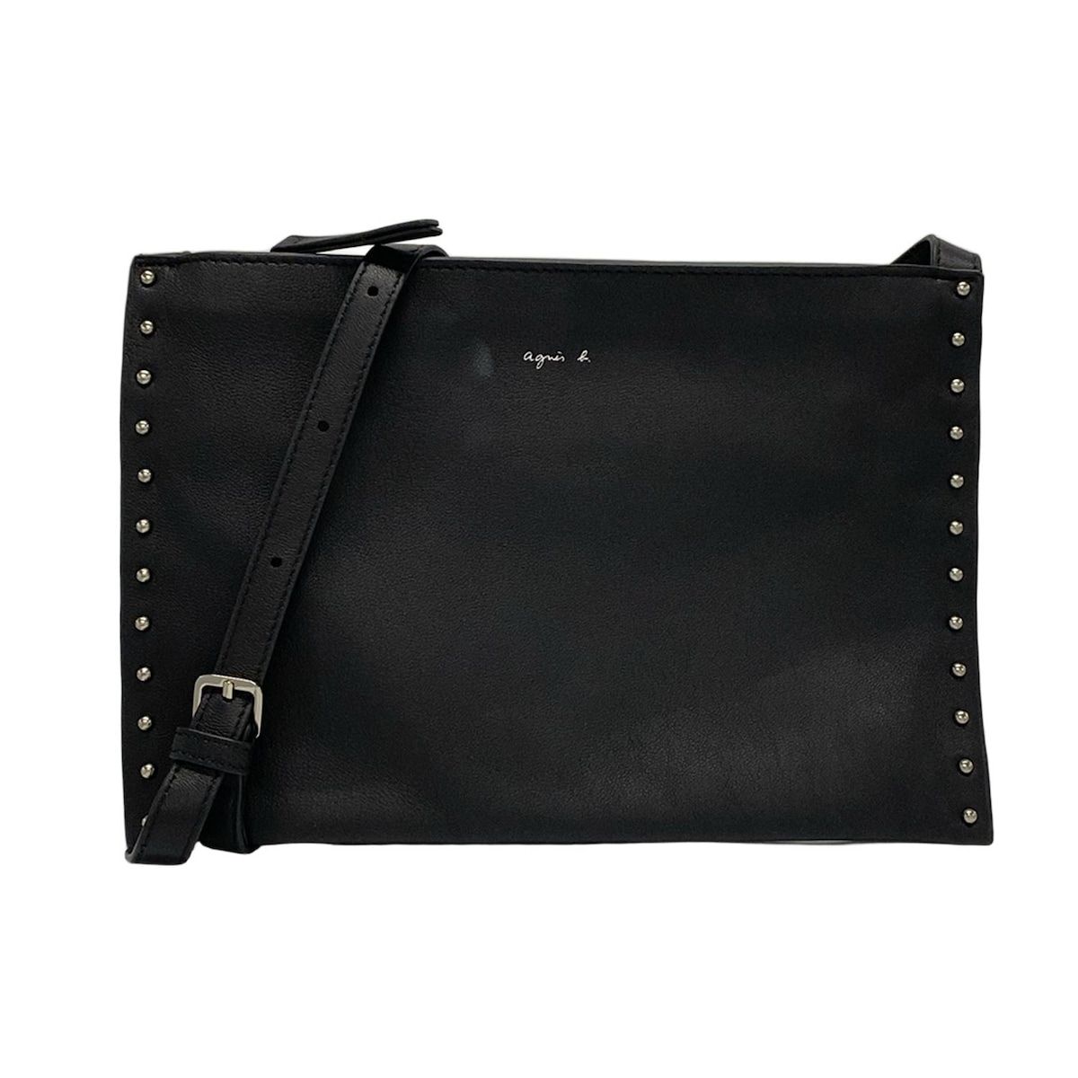 agnes b(アニエスベー) ショルダーバッグ美品 黒 スタッズ/マチ