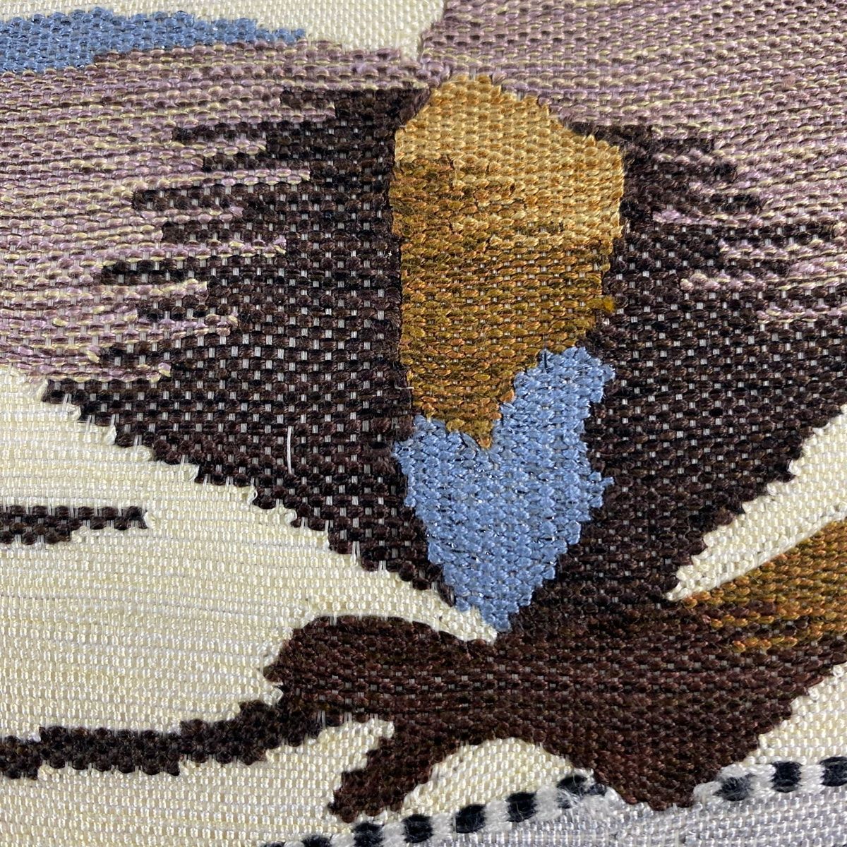 サマーセール開催中！ 袋帯 秀品 紬地 幾何学模様 クリーム お太鼓柄 正絹  2025セール開催中！