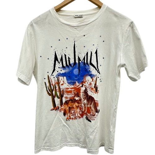 MIUMIU ミュウミュウ カットソー ビジュー プリント Tシャツ ホワイト 