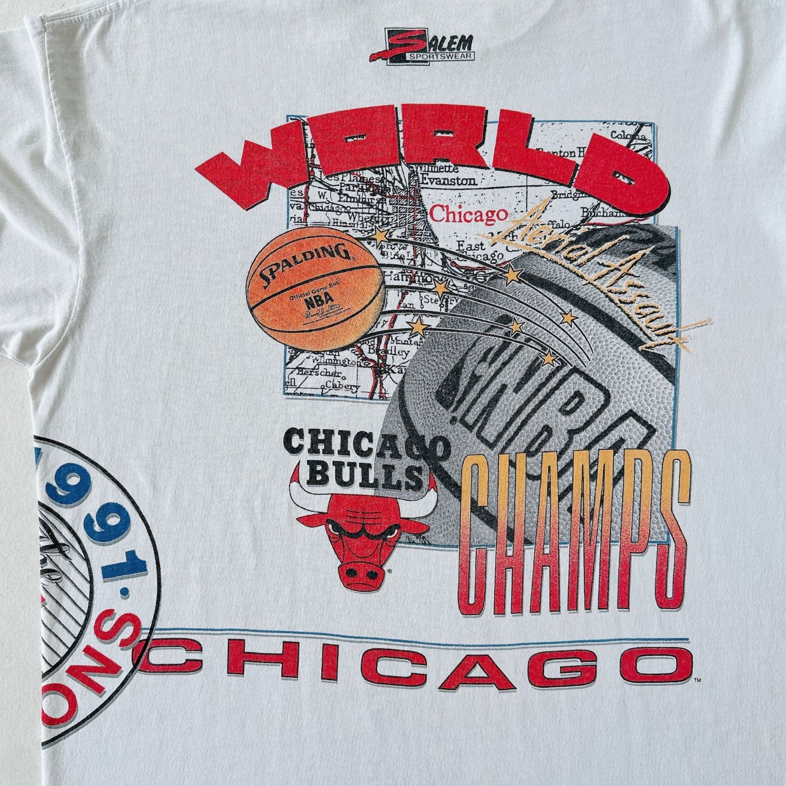 希少 90s SALEM NBA シカゴ ブルズ 初優勝 メモリアル Tシャツ R2439