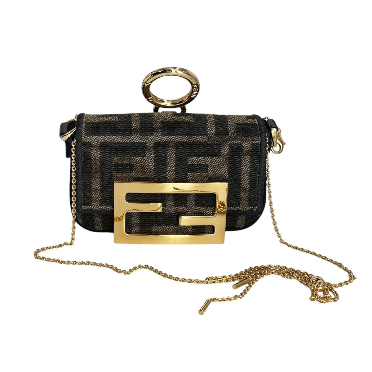 中古】 Fendi フェンディ ナノ バゲット チャーム ブラウン FF 中古】 Fendi フェンディ ナノ バゲット チャーム ブラウン FF