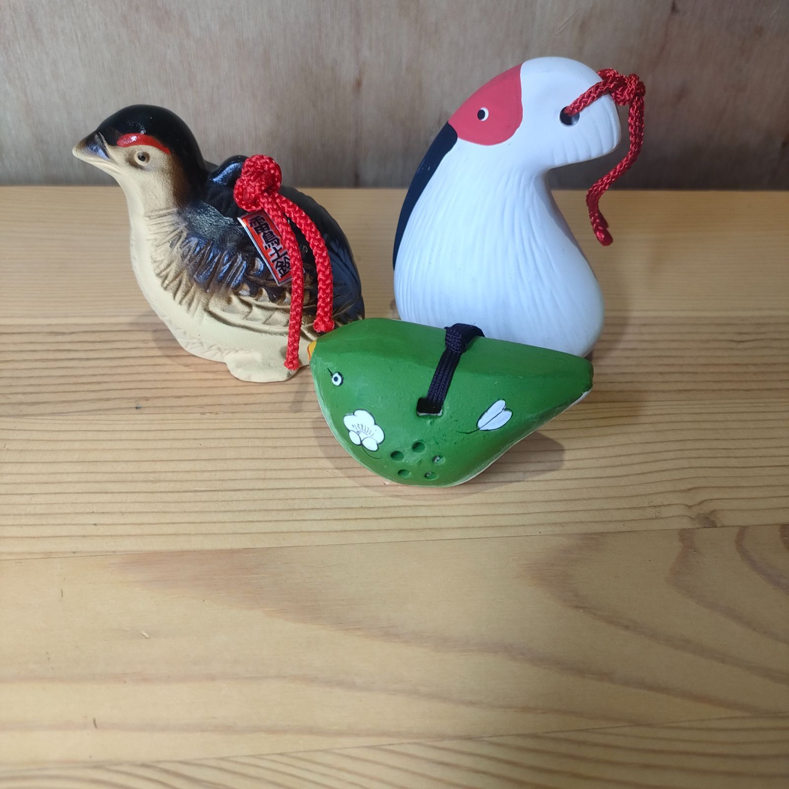 美品】土鈴 3個セット 鳥セット うぐいす 鶯 トキ ライチョウ