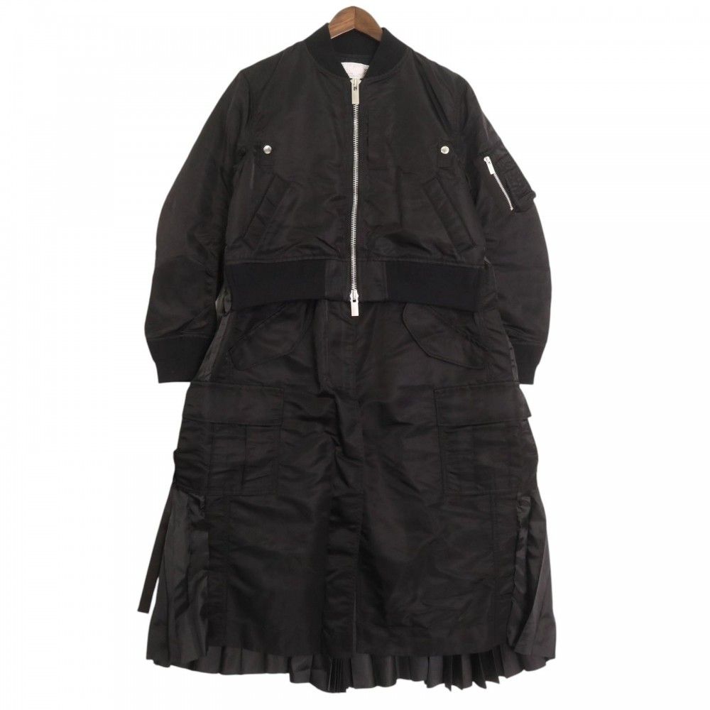 sacai（サカイ）／MA-1ドッキング プリーツ コート／ブラック レディース sacai（サカイ）／MA-1ドッキング プリーツ コート／ブラック