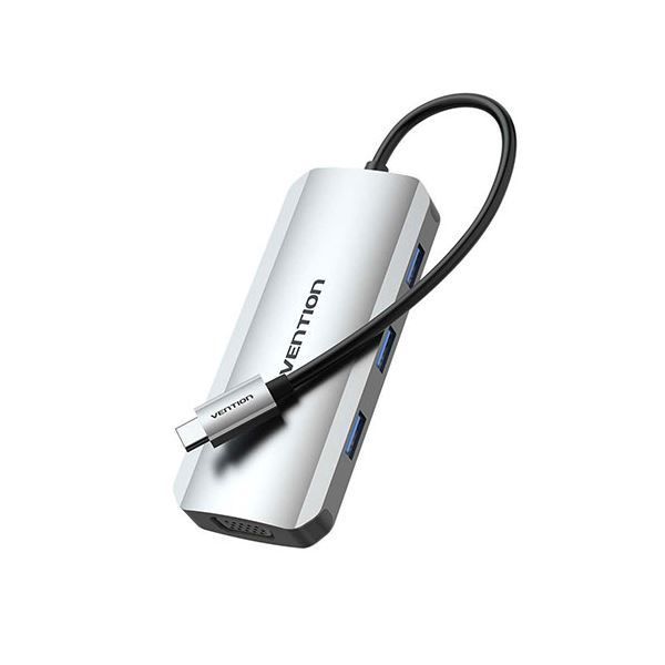 VENTION USB-C to HDMI|VGA|USB 3.0x3|PD ドッキングステーション グレー TO-7989