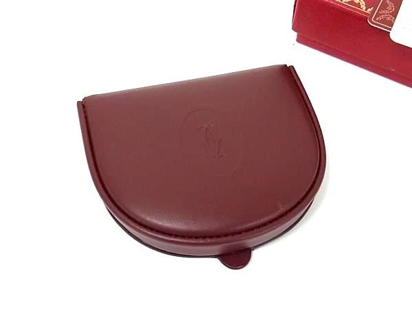 カルティエ マストドゥカルティエ コインケース 丸形 レザー ボルドー
