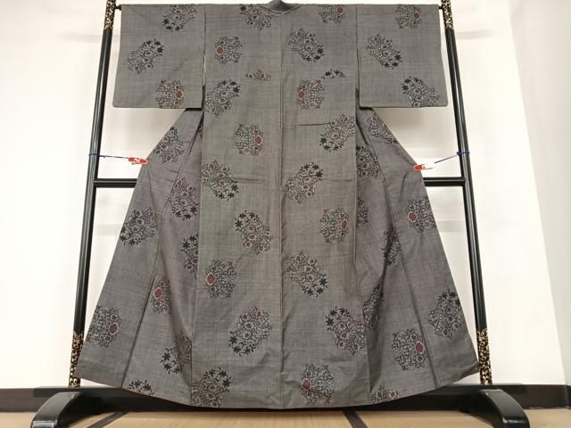 平和屋着物 本場大島紬 一元7マルキ 草花文 正絹 AABB6327zg