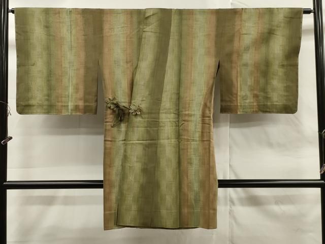 平和屋着物▽道中着 単衣 紬地 霞文 ロング丈 正絹 逸品