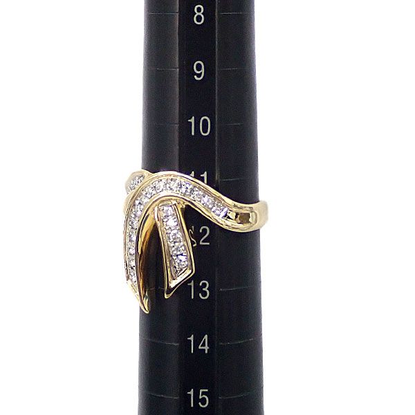 ダイヤモンド リング K18イエローゴールド Pt900 リボン 中古 宝正  