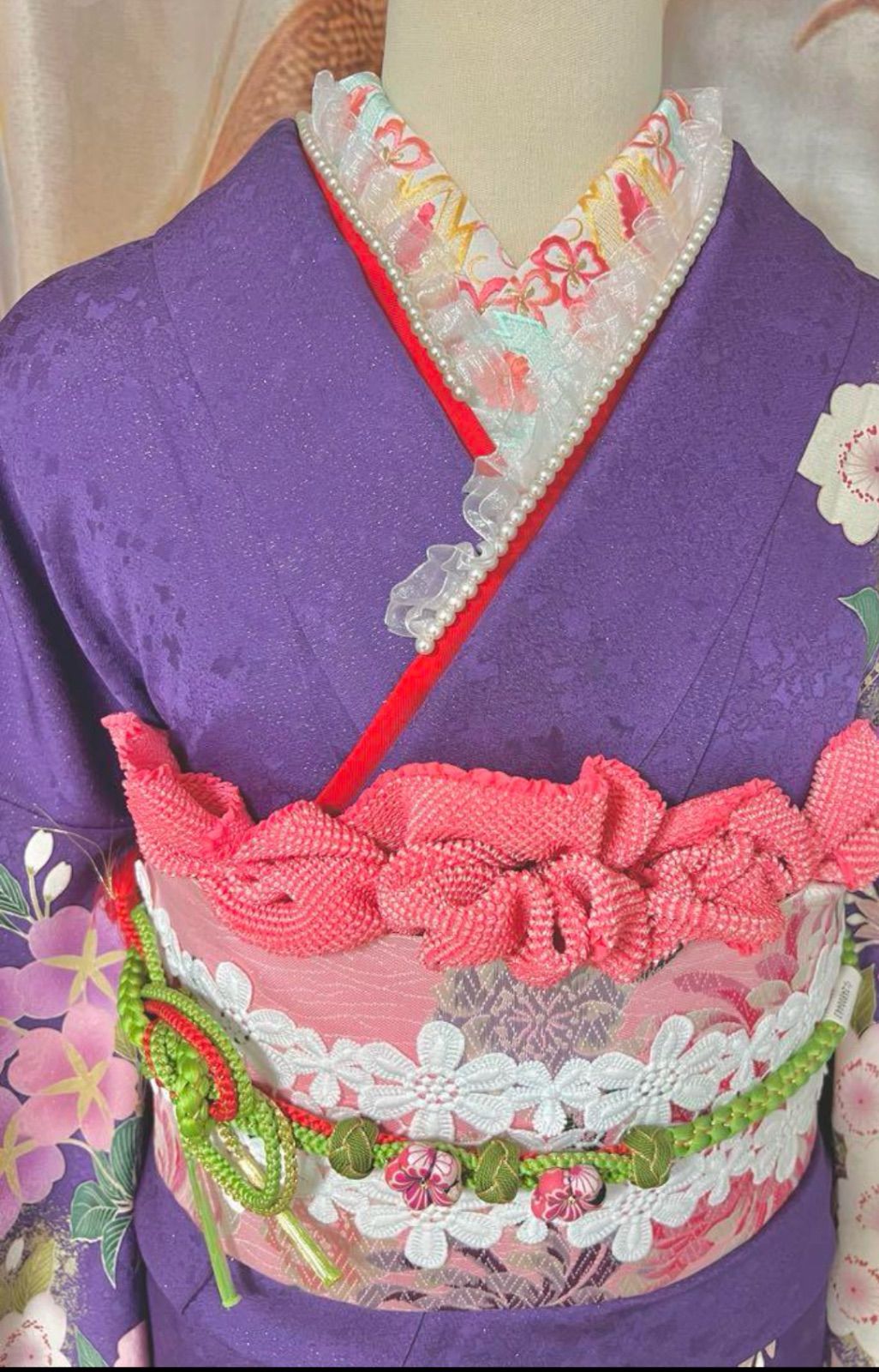 綺麗な紫色に艶やかに桜咲く　振り袖フルセット1F畳紙 振袖】F-13 紫 (桜文ぼかし) | 髪結・レンタル着物 ヘアセットCOCO
