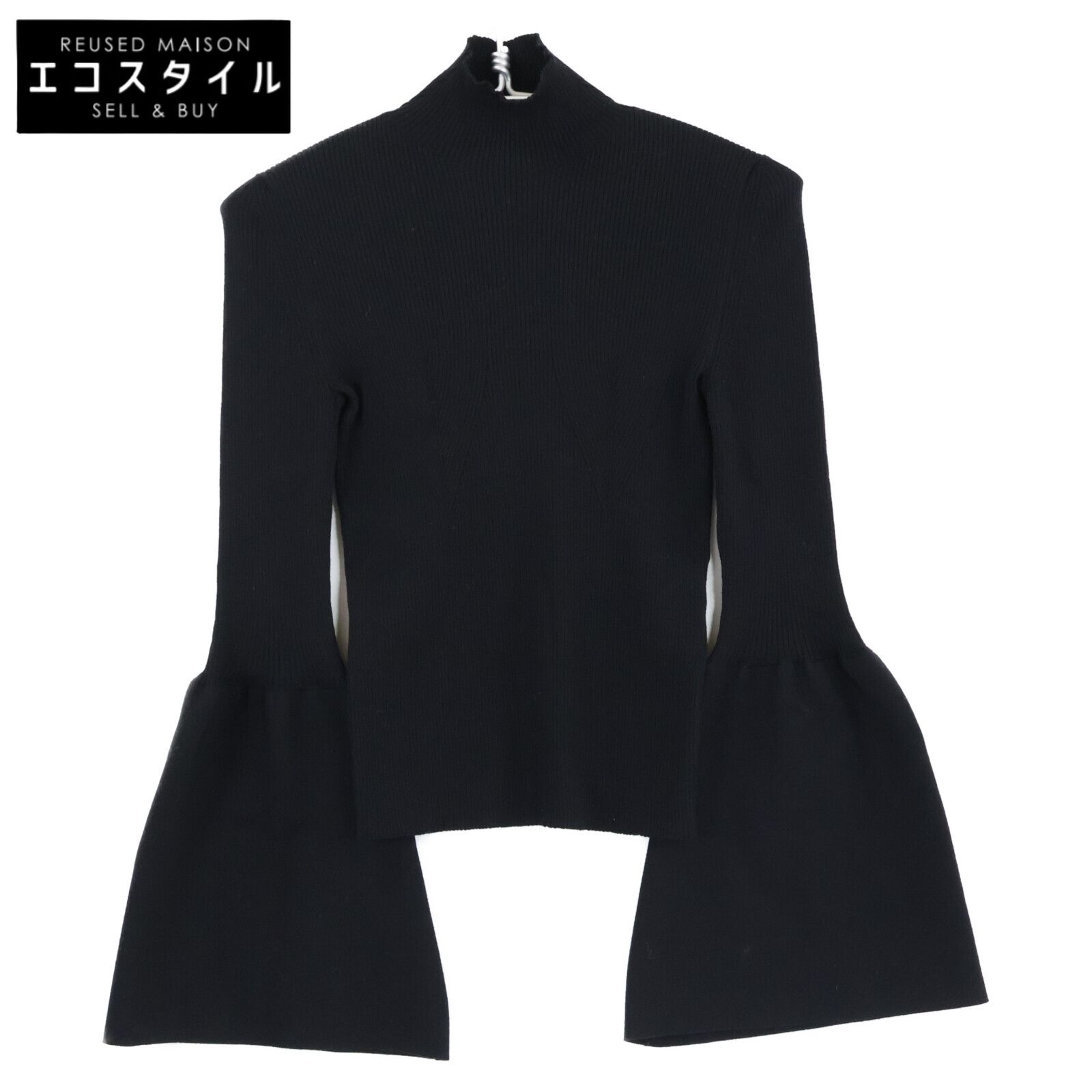 CHLOE クロエ CHC23WMH04662001XS ﾌﾞﾗｯｸ ﾜｲﾄﾞｽﾘｰﾌﾞ ﾆｯﾄ XS