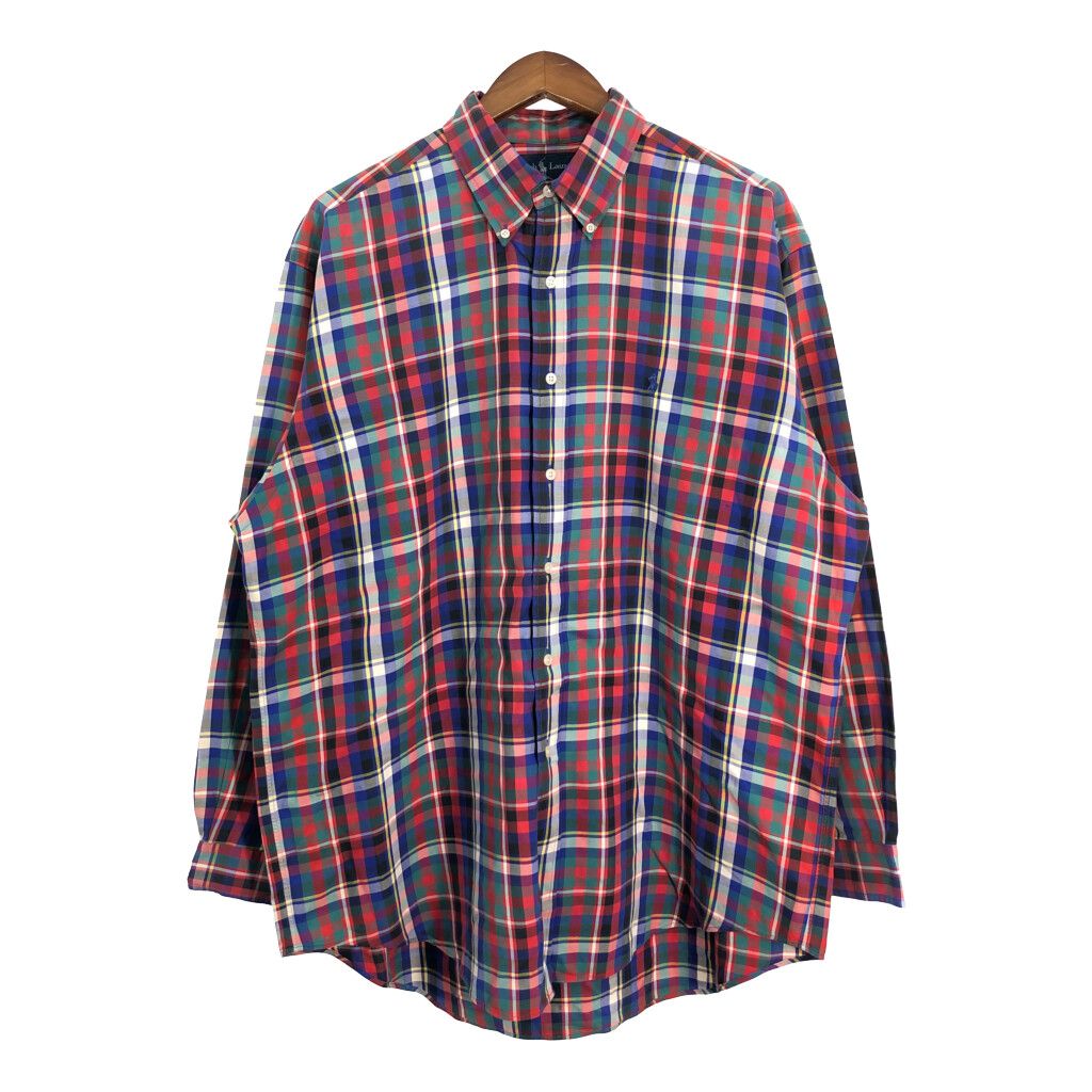 RALPH LAUREN ラルフローレン BLAKE ボタンダウン 長袖シャツ タータンチェック マルチカラー (メンズ L) 中古 古着 R7335