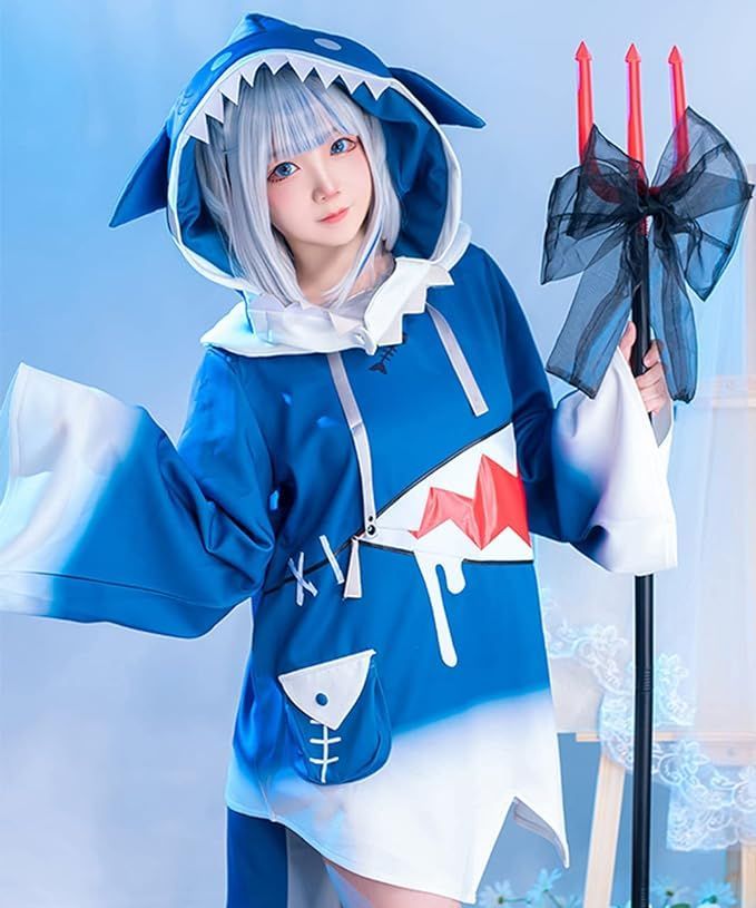 ホロライブ コスプレ サメちゃん Gawr Gura がうる・ぐら コスプレウィッグ付き衣装 コスチューム 仮装 変装 Cosplay 文化祭 学園祭  撮影用 イベント 誕生日 プレゼント ハロウィン クリスマス ウィッグ付き フルセット - メルカリ