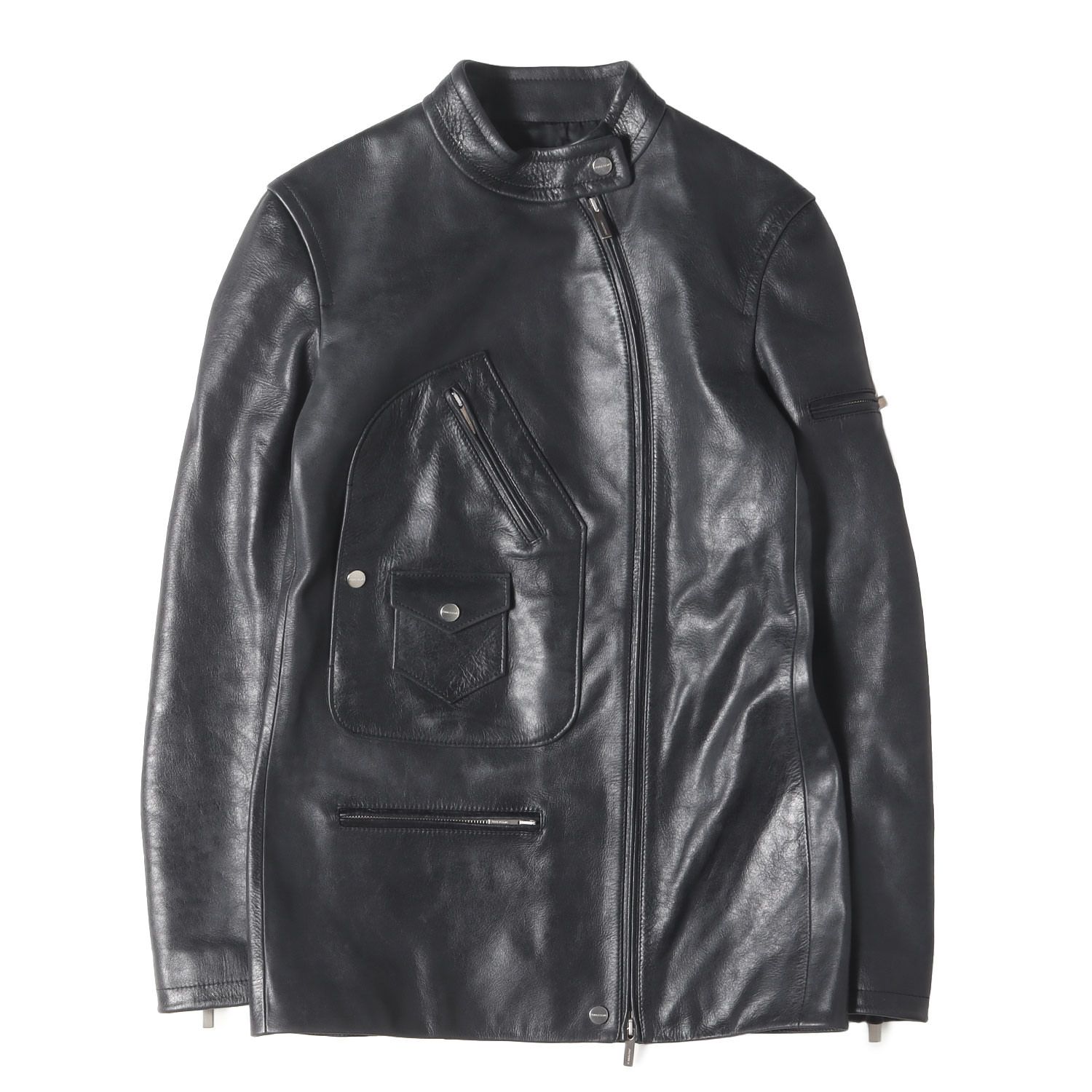 Salvatore Ferragamo サルヴァトーレ フェラガモ ジャケット ブラック 黒 サイズ 38 近年現行タグ ヴィンテージ加工 レザー シングル ライダースジャケット イタリア製 アウター ブルゾン 上着 レディース