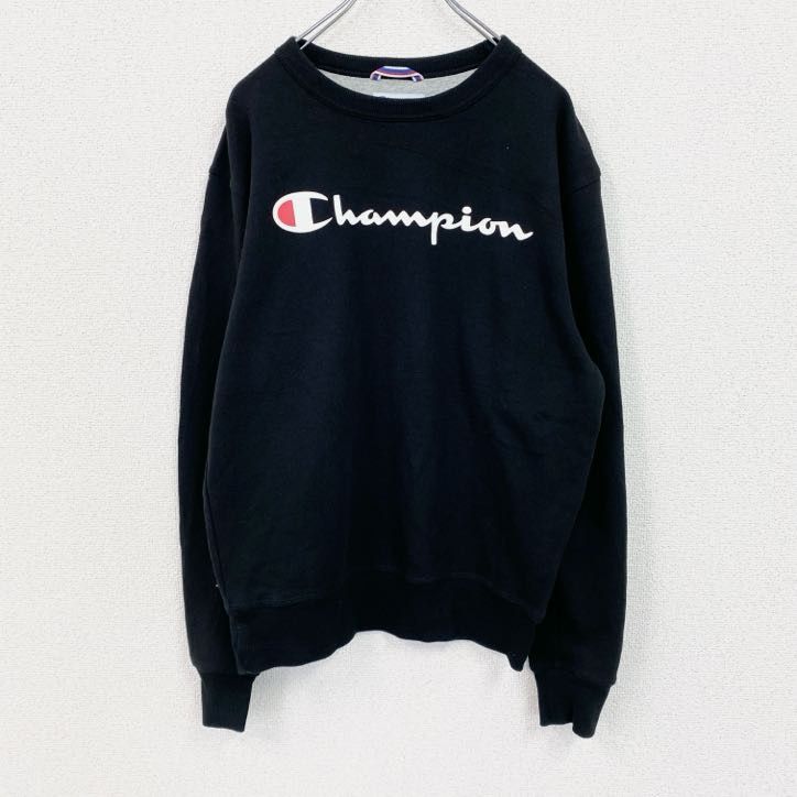 極美品⭐︎アメリ×チャンピオン スウェット ブラック　トレーナー　黒　ブラック 古着 used Champion チャンピオン スウェット/トレーナー 黒