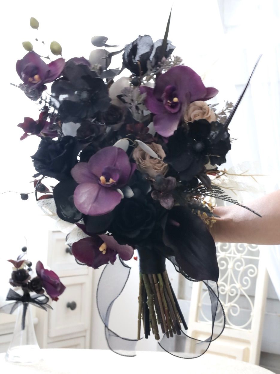 胡蝶蘭ブラックブーケ ウェディングブーケ