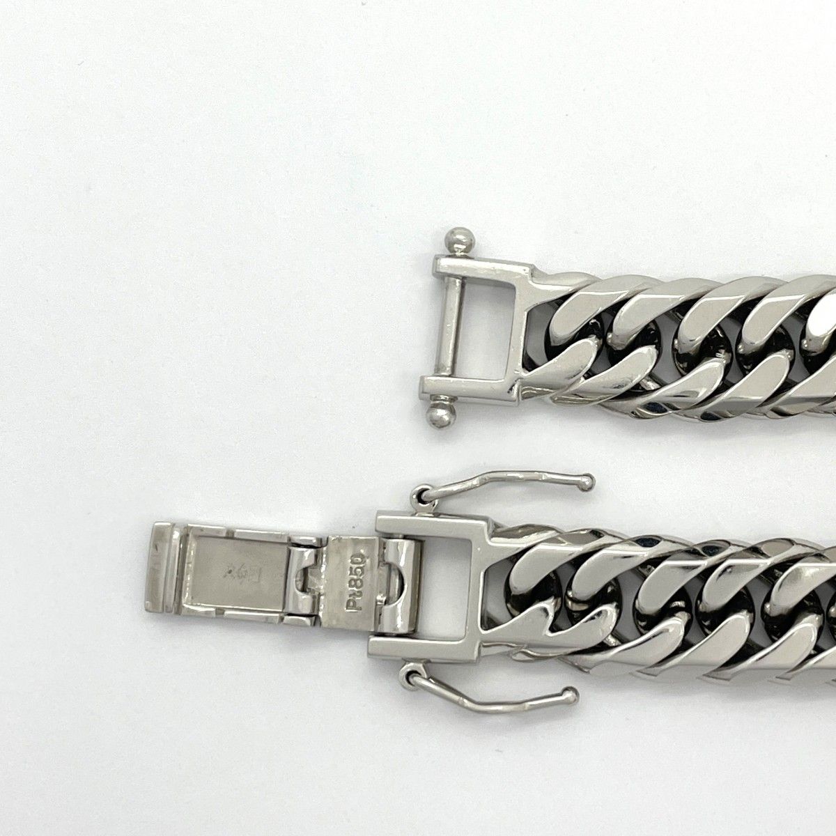 5khe035】喜平 ブレスレット Pt850 プラチナ 6面 ダブル 21.4cm 71.8g  