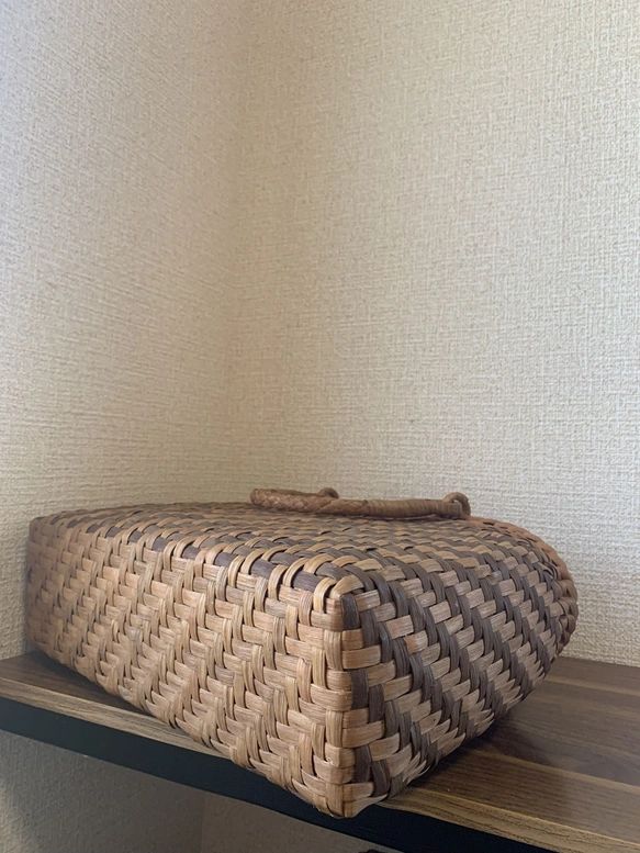 山葡萄 山葡萄かごバッグ 手作り 網代編み 一番皮・二番皮 内布