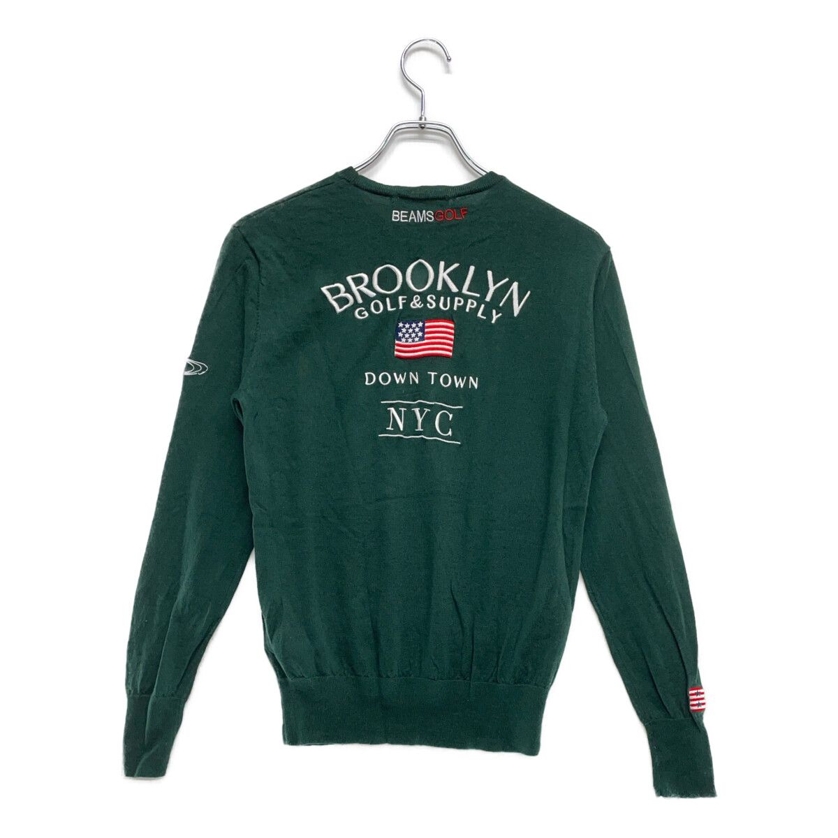 BEAMS - coco 中古 ビームスゴルフ BEAMSGOLF メンズ セーター S 緑 グリーン 長袖クルーネック 薄手 刺しゅう 中古 メンズ ビームスゴルフ BEAMSGOLF セーター S 緑 グリーン