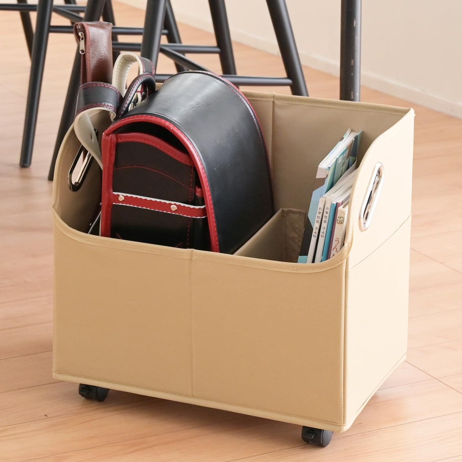 【在庫処分】ワゴン ランドセルワゴン 収納ボックス キャスター付き 耐荷重6kg ランドセル 収納 [山善] ラック リビング 収納 リビング学習 荷物置き 完成品 幅38×奥行26×高さ34cm ベージュ YTC-