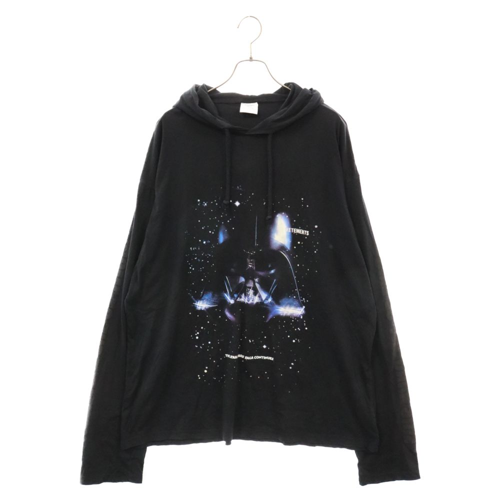 VETEMENTS (ヴェトモン) ×STARWARS DARTH VADER HOODIE ×スターウォーズ ダースベイダー プリントプルオーバーフーディ パーカー ブラック USW21LS020