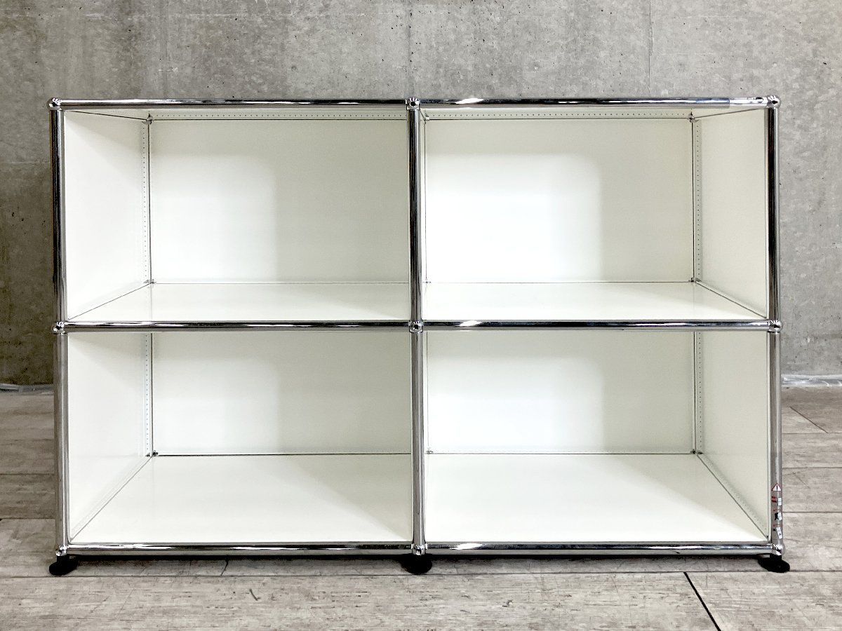 USMハラー 2連２段キャビネット ピュアホワイト サイドボード W500D350 OPOP