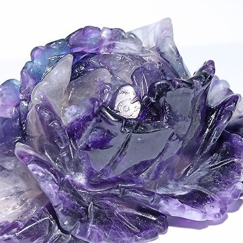 D441-3〕約18x10cm フローライト 花 フラワー 蛍石 置物