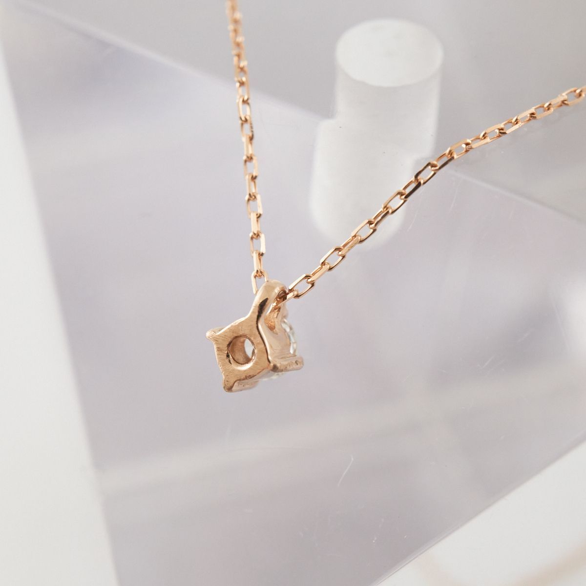 ete エテ ネックレス USED美品 K18PG 一粒ダイヤ ダイヤモンド 0.1ct 