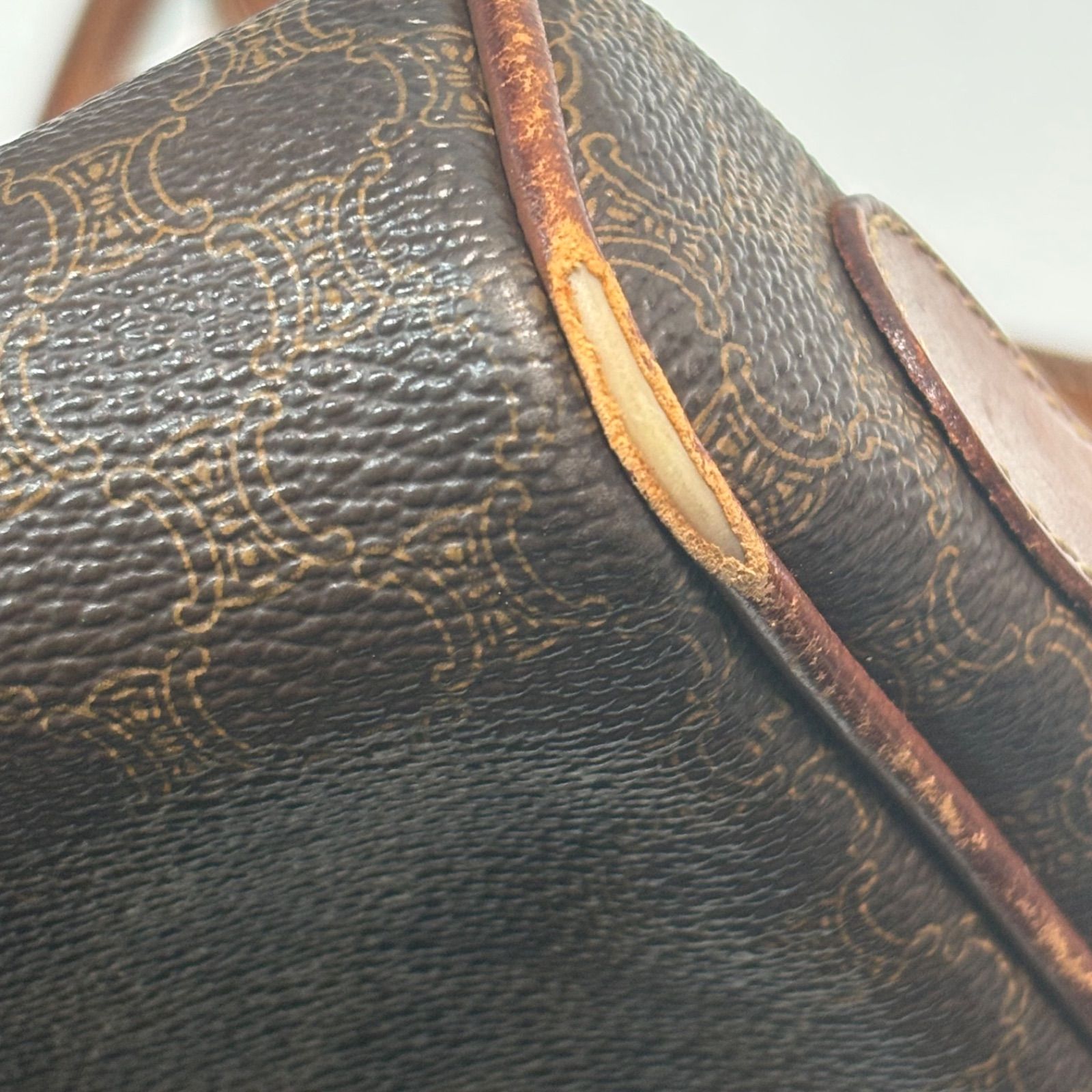 CELINE|セリーヌ|ショルダーバッグ|肩掛けバッグ|ブラウン|マカダム柄|角擦れあり|