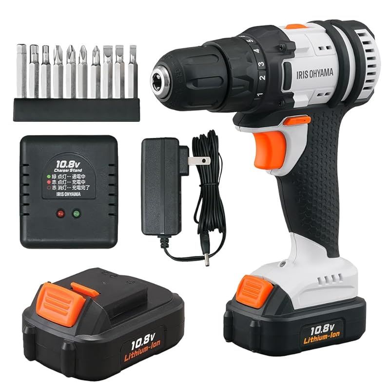 アイリスオーヤマ 充電式 ドライバドリル メンテナンス不要 JCDBL35 10.8V バッテリー 充電器付 軽量-スピード調節機能 DIY でも使いやすい 10.8V共通バッテリーシリーズ 1