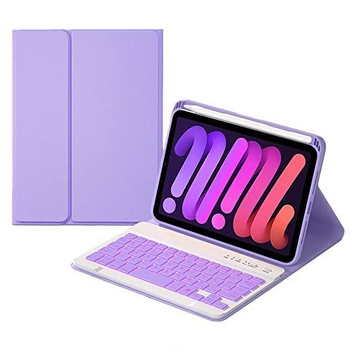 iPadMini6_紫 バックライト付き iPad Mini 6 キーボード付ケース ...